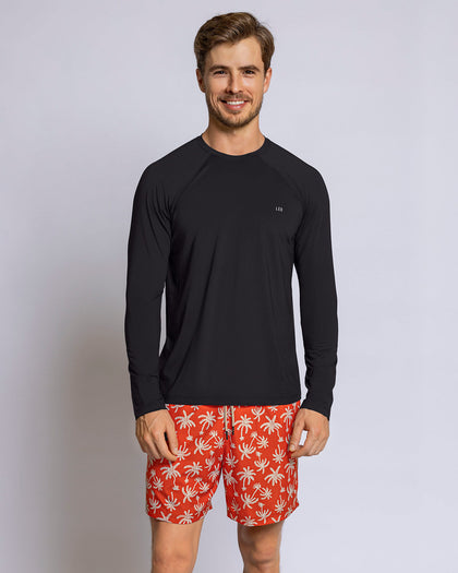 Pantaloneta de baño masculina con práctico bolsillo al lado derecho#color_a70-estampado-palmeras