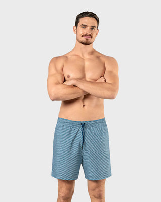 Pantaloneta de baño masculina con práctico bolsillo al lado derecho#color_c00-estampado-azul