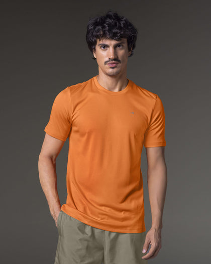 Camiseta deportiva masculina semiajustada de secado rápido#color_202-naranja