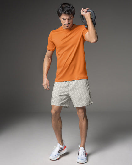 Camiseta deportiva masculina semiajustada de secado rápido#color_202-naranja