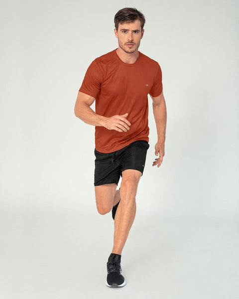 Camiseta deportiva masculina semiajustada de secado rápido#color_222-terracota