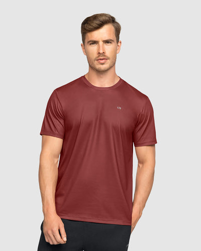 Camiseta deportiva masculina semiajustada de secado rápido#color_419-vinotinto