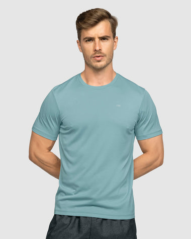 Camiseta deportiva masculina semiajustada de secado rápido#color_498-azul