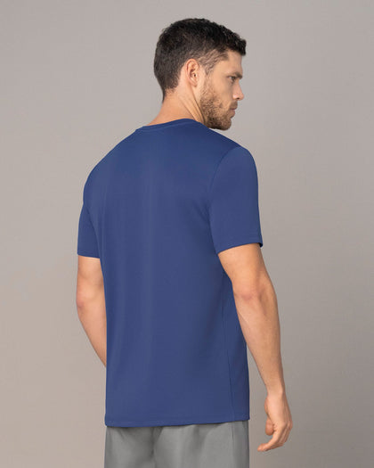 Camiseta deportiva masculina semiajustada de secado rápido#color_522-estampado-camuflado-azul