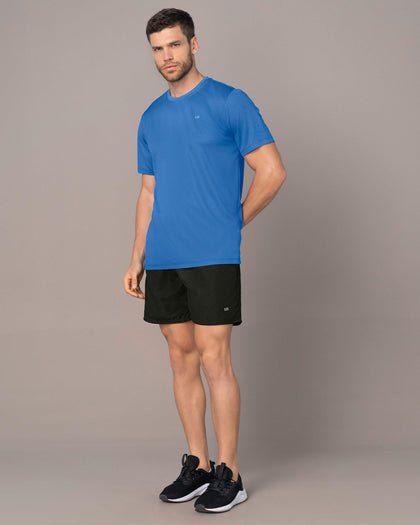 Camiseta deportiva masculina semiajustada de secado rápido#color_528-azul