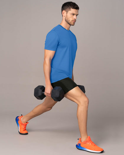 Camiseta deportiva masculina semiajustada de secado rápido#color_528-azul