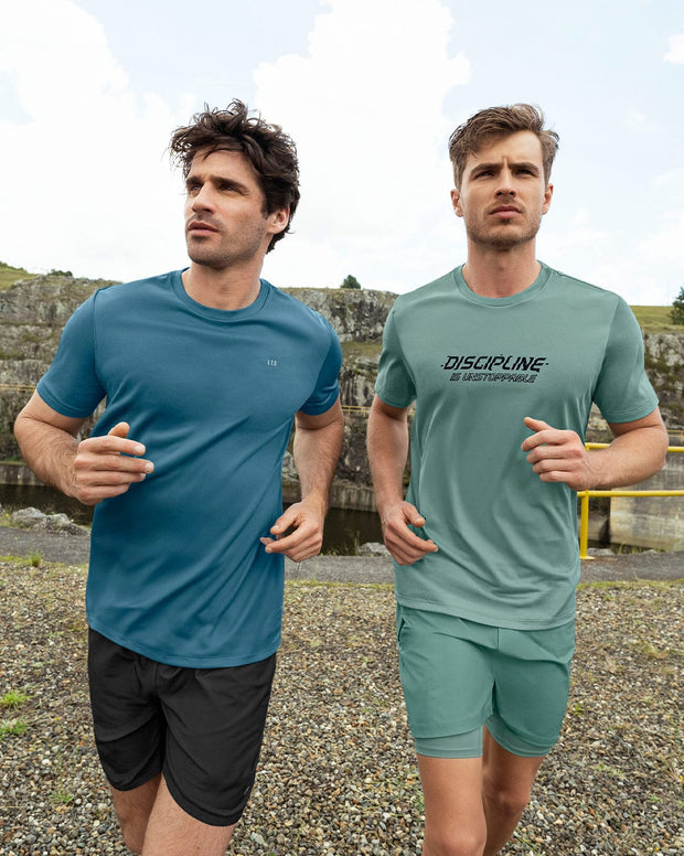 Camiseta deportiva masculina semiajustada de secado rápido
