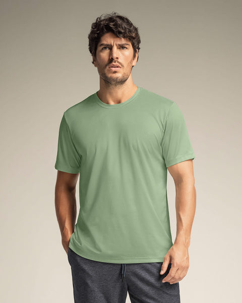 Camiseta deportiva masculina semiajustada de secado rápido#color_615-verde