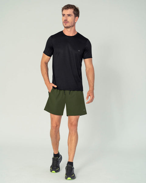Camiseta deportiva masculina semiajustada de secado rápido#color_700-negro