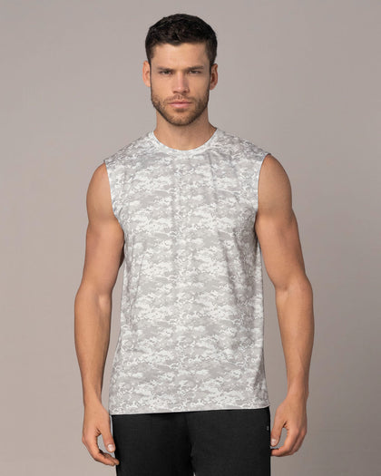 Camiseta manga sisa deportiva y de secado rápido para hombre#color_002-estampado-camuflado-gris