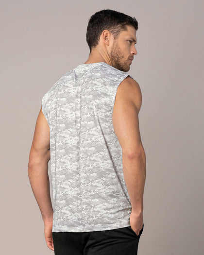 Camiseta manga sisa deportiva y de secado rápido para hombre#color_002-estampado-camuflado-gris