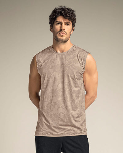 Camiseta manga sisa deportiva y de secado rápido para hombre#color_014-estampado-beige