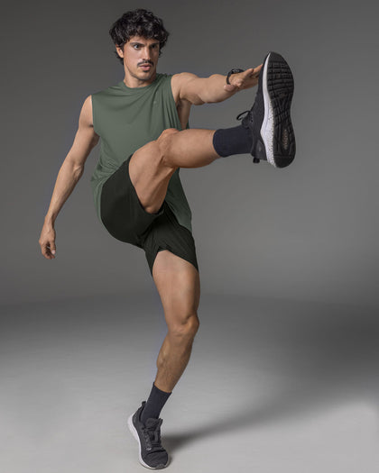 Camiseta manga sisa deportiva y de secado rápido para hombre#color_198-verde-medio