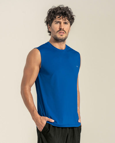 Camiseta manga sisa deportiva y de secado rápido para hombre#color_540-azul