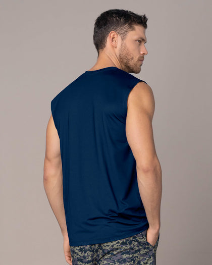 Camiseta manga sisa deportiva y de secado rápido para hombre#color_559-azul-oscuro