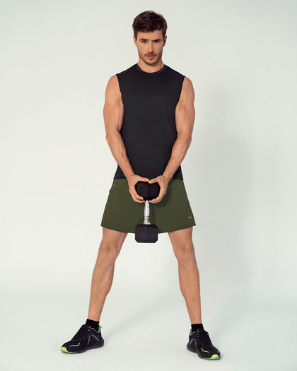 Camiseta manga sisa deportiva y de secado rápido para hombre#color_700-negro