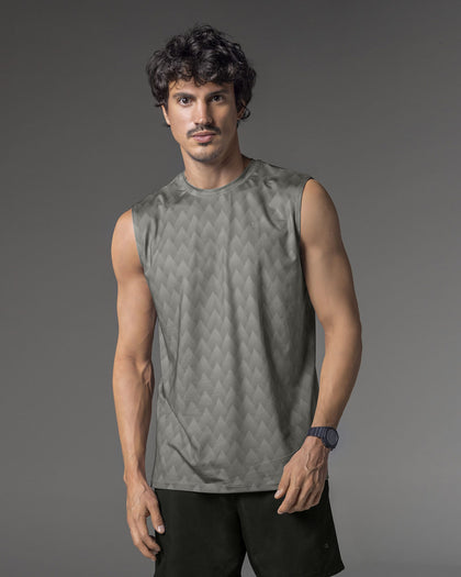 Camiseta manga sisa deportiva y de secado rápido para hombre#color_714-estampado-triangulos