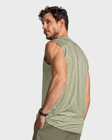Camiseta manga sisa deportiva y de secado rápido para hombre#color_a78-estampado-verde
