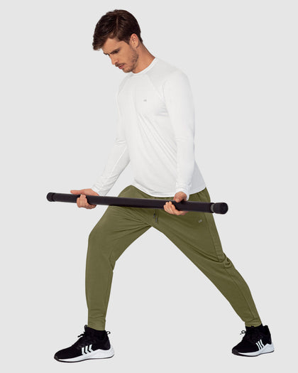 Camiseta deportiva masculina manga larga con protección UV#color_000-blanco