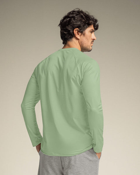 Camiseta deportiva masculina manga larga con protección UV#color_615-verde