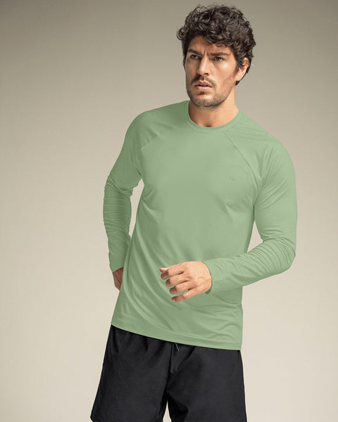 Camiseta deportiva masculina manga larga con protección UV#color_615-verde