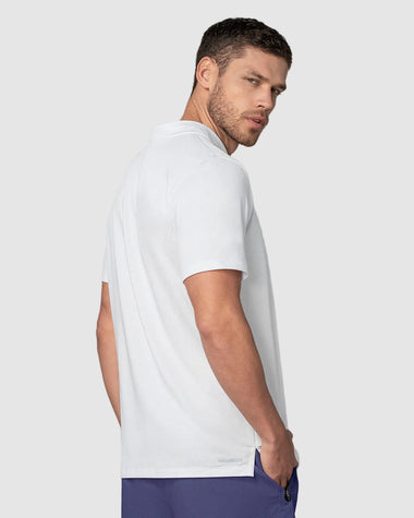Camiseta deportiva transpirable con cuello tipo polo#color_000-blanco