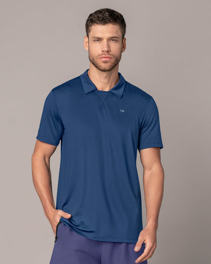 Camiseta deportiva transpirable con cuello tipo polo#color_559-azul-oscuro