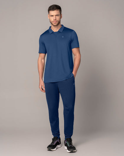 Camiseta deportiva transpirable con cuello tipo polo#color_559-azul-oscuro