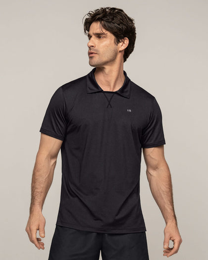 Camiseta deportiva transpirable con cuello tipo polo#color_700-negro