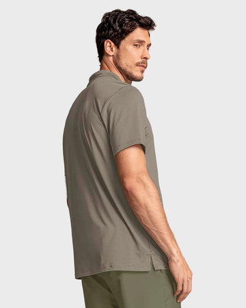 Camiseta deportiva transpirable con cuello tipo polo#color_789-arena