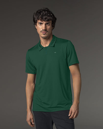Camiseta deportiva transpirable con cuello tipo polo#color_a75-verde
