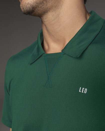 Camiseta deportiva transpirable con cuello tipo polo#color_a75-verde