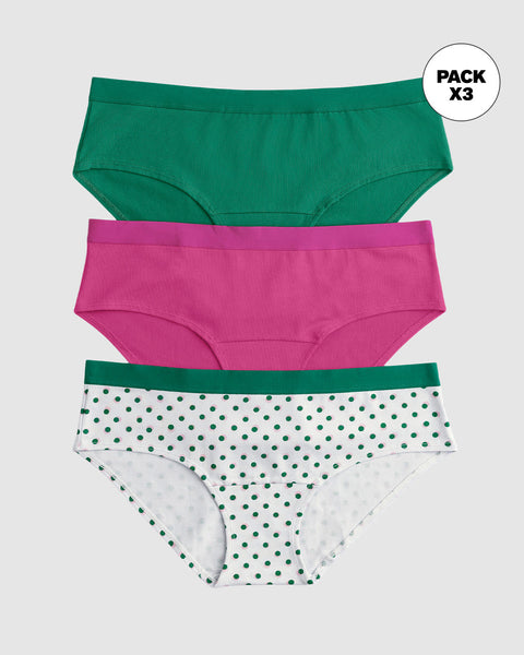 Paquete x 3 panties estilo hípster en algodón#color_s64-bolas-verdes-verde-fucsia