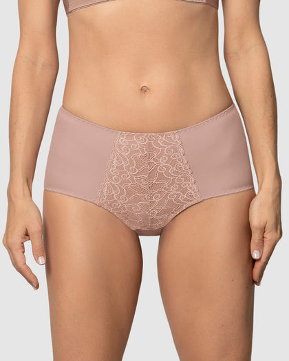Panty clásico de compresión suave con toques de encaje en abdomen#color_093-rosa