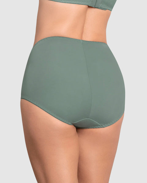 Panty clásico de compresión suave con toques de encaje en abdomen#color_198-verde