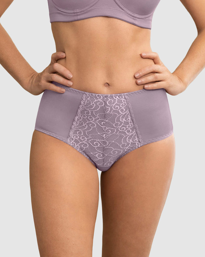 Panty clásico de compresión suave con toques de encaje en abdomen#color_465-lila
