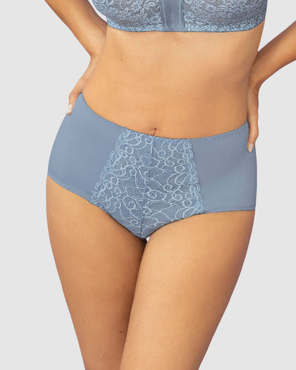 Panty clásico de compresión suave con toques de encaje en abdomen#color_517-azul