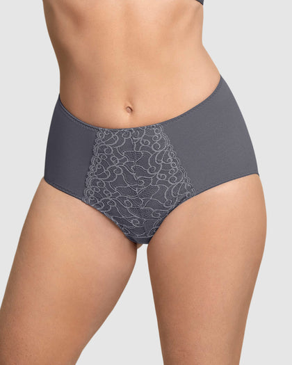 Panty clásico de compresión suave con toques de encaje en abdomen#color_721-gris-oscuro