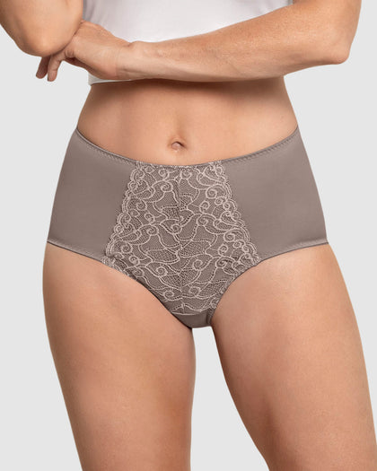 Panty clásico de compresión suave con toques de encaje en abdomen#color_790-gris-claro