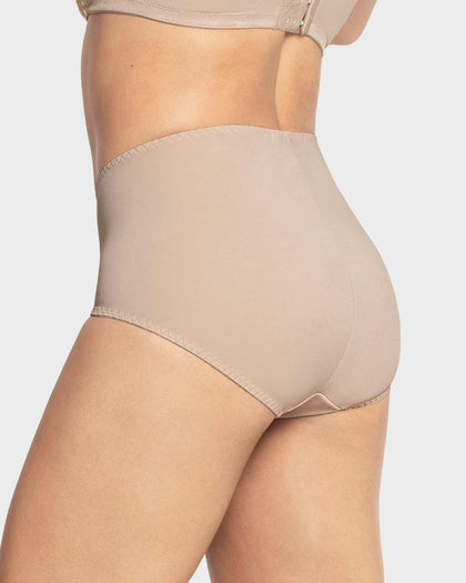 Panty clásico de compresión suave con toques de encaje en abdomen#color_802-cafe-claro