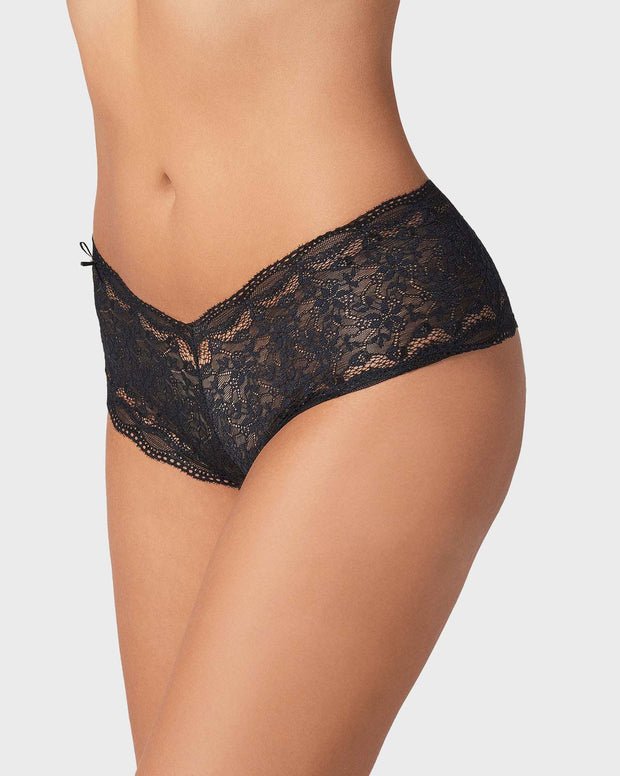 Panty estilo hípster en encaje sexy con refuerzo en algodón
