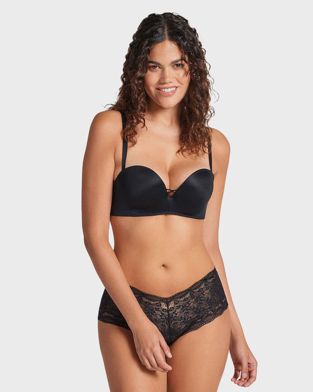Panty estilo hípster en encaje sexy con refuerzo en algodón