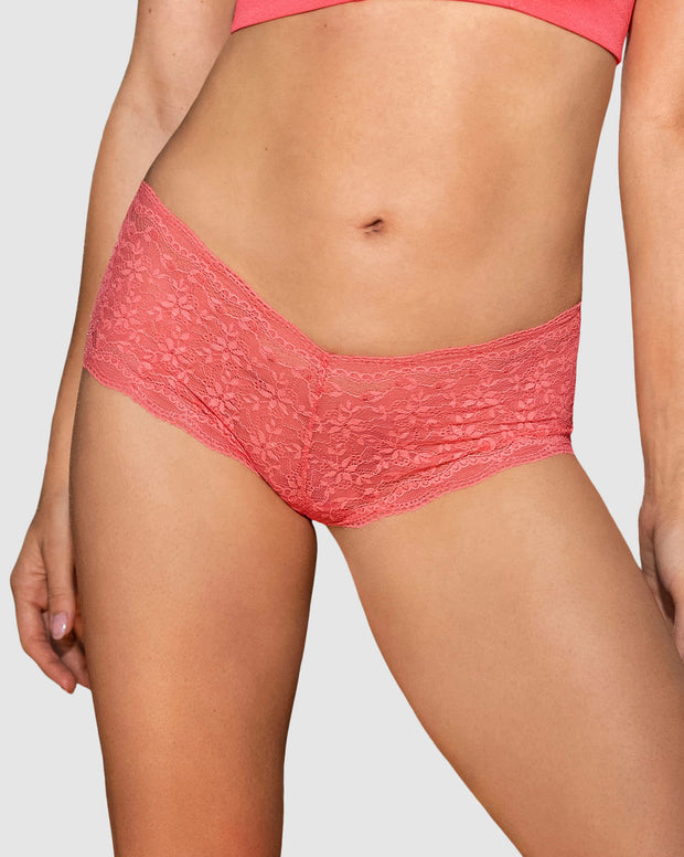 Panty estilo hipster en encaje sexy con refuerzo en algodón