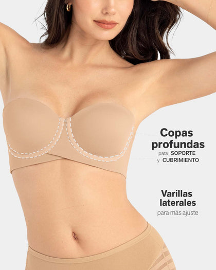 Brasier strapless ideal para busto mediano y grande#color_801-cafe-medio