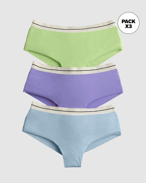 Panties cacheteros paquete x3 ultracómodos#color_s10-azul-claro-azul-medio-verde
