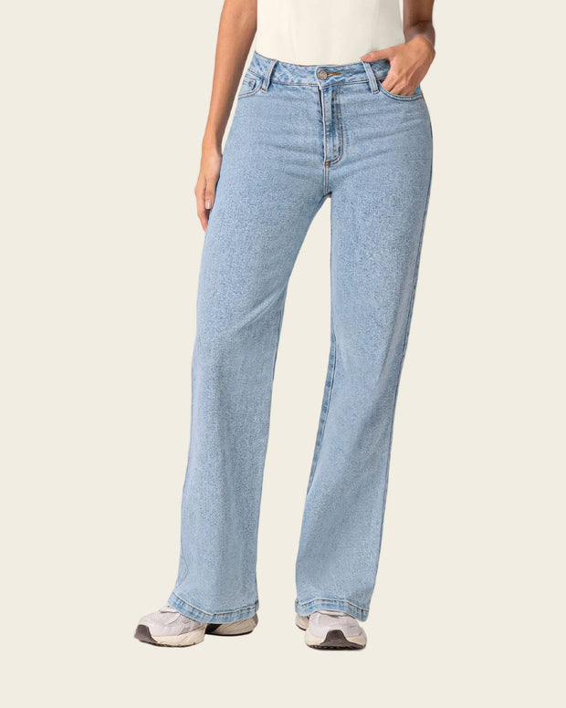 Jean bota ancha esencial para mujer