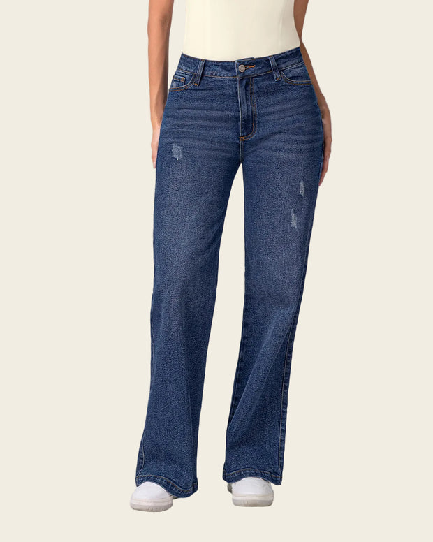Jean bota ancha esencial para mujer