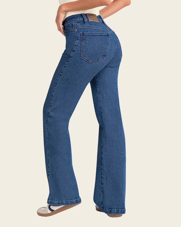 Jean bota ancha esencial para mujer