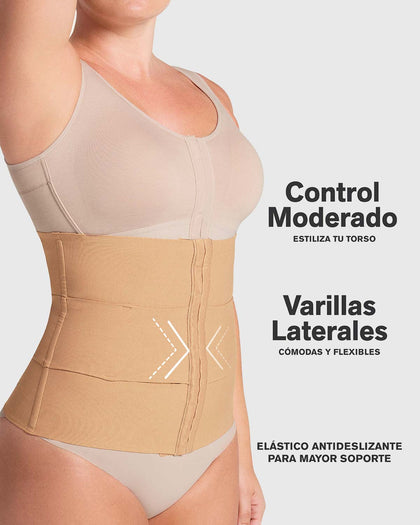 Faja cinturilla de compresión moderado con bandas anatómicas#color_801-cafe-medio