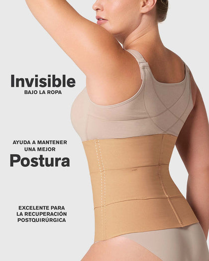 Faja cinturilla de compresión moderado con bandas anatómicas#color_801-cafe-medio